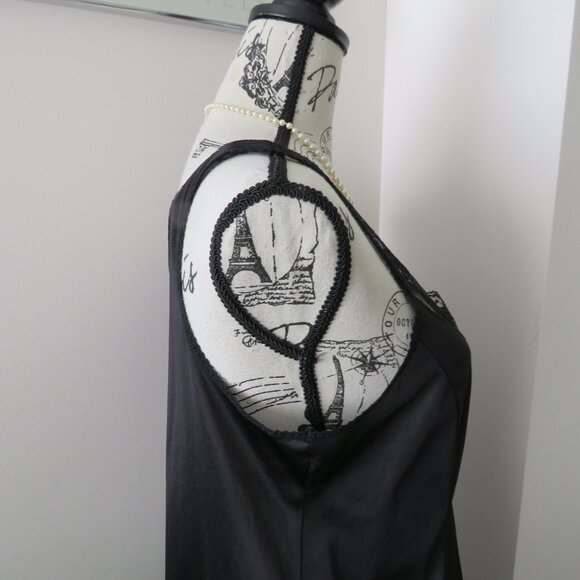 Vintage Black Full Slip With Lace Size 38 - Picture 2 of 9